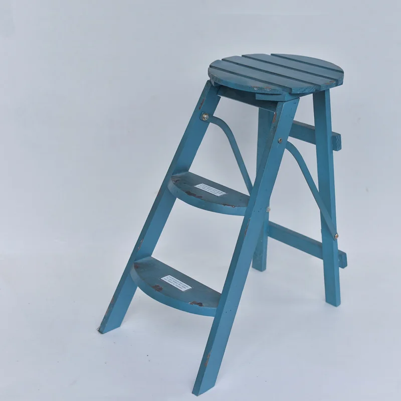 Grocery French gardening retro old solid wood folding three stairs garden small fresh flower stand table