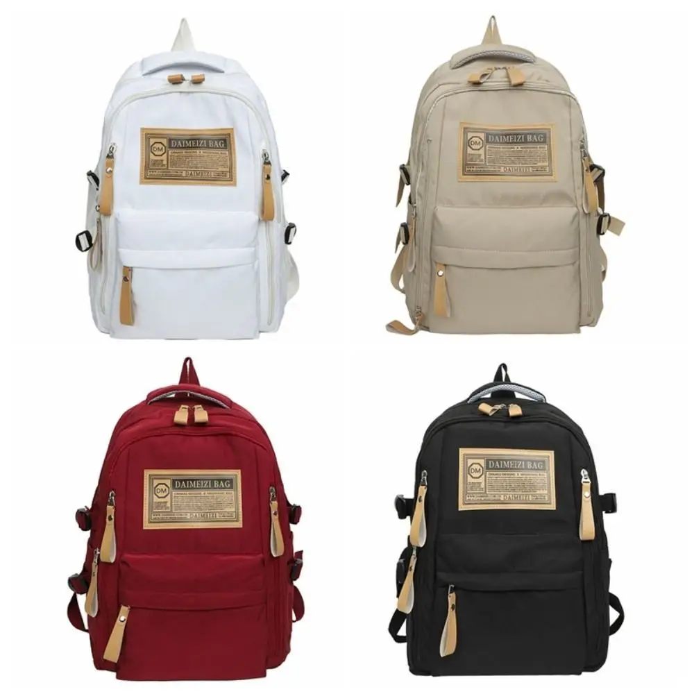 High Quality Fashion Students Backpack Vintage Oxford School Bag Leisure Multi Pocket Shoulder Bag Textbook