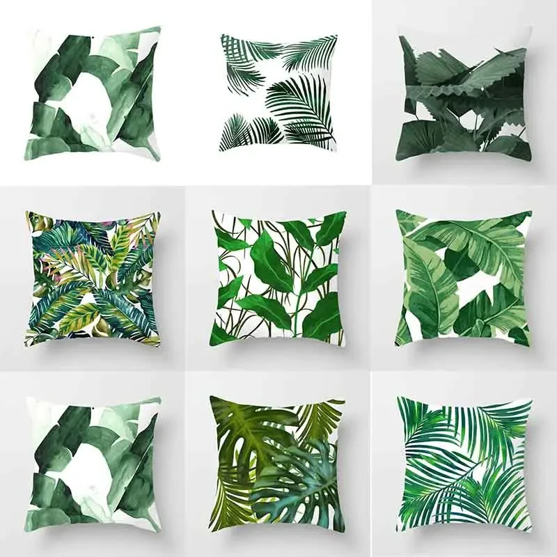 comfortable Decorative Pillow Square Cushion Nordic Tropical Leaves And Green Plants Decoration Home Simple Cute Little Fresh