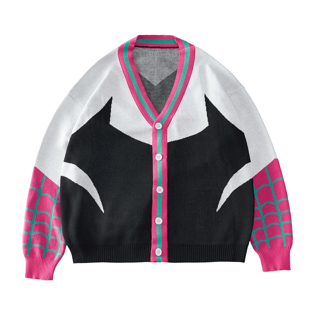 Гвен косплей свитер для взрослых унисекс повседневный кардиган вязаное пальто трикотаж с v-образным вырезом Хэллоуин карнавал вечерние толстовки с супергероями