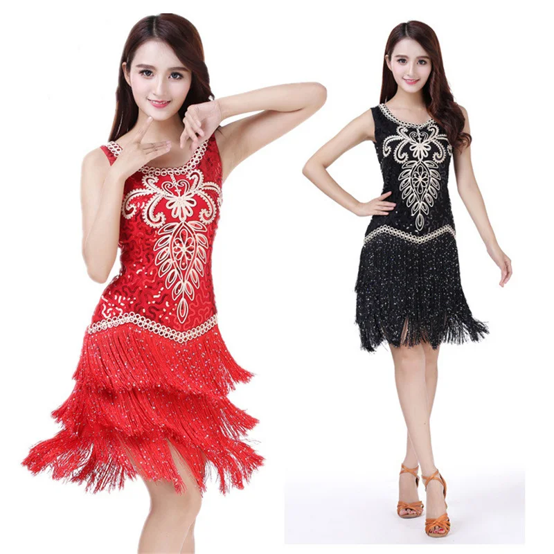 New Sexy Latin Dance Performance Wear Dress For Woman With Tassel Bandage Salsa Dancing Dress Ballroom Tango Dresses