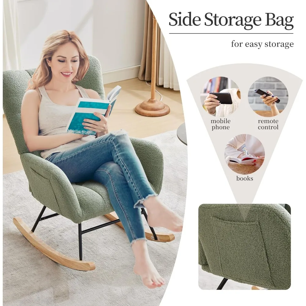 

Gliding joystick for breastfeeding in the living room, comfortable accent chair in the bedroom, plush teddy cushioned armrests