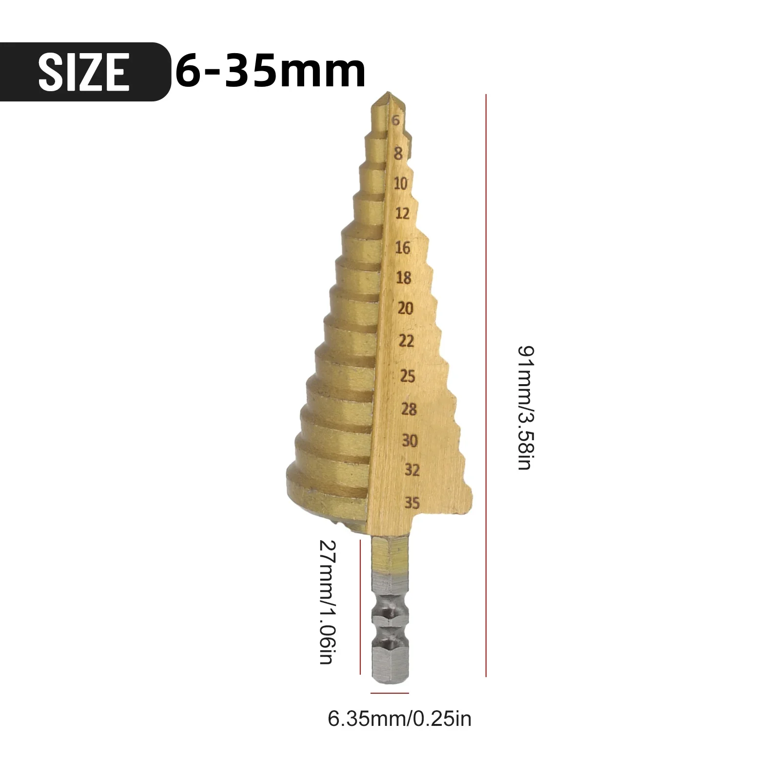 1Pc Step Core Drill Bit 5-35mm HSS Titanium 13 Steps Multiple Spiral Grooved Bits For Hole Cone Punching Power Tool Parts