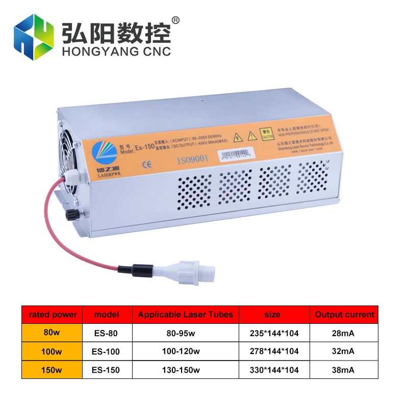 Imagem -04 - Fonte de Alimentação do Laser Hongyuan Es80w 100w150w Co2 Tubo do Laser Fonte de Alimentação Gravura e Máquina Corte Fonte de Alimentação Regulada