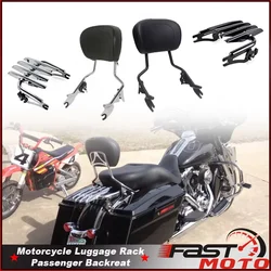 Motorcycle Sissy Bar Backrest Stealth Luggage Rack Docking Hardware Kit For Harley Touring Street Glide Road Glide Road King 14+