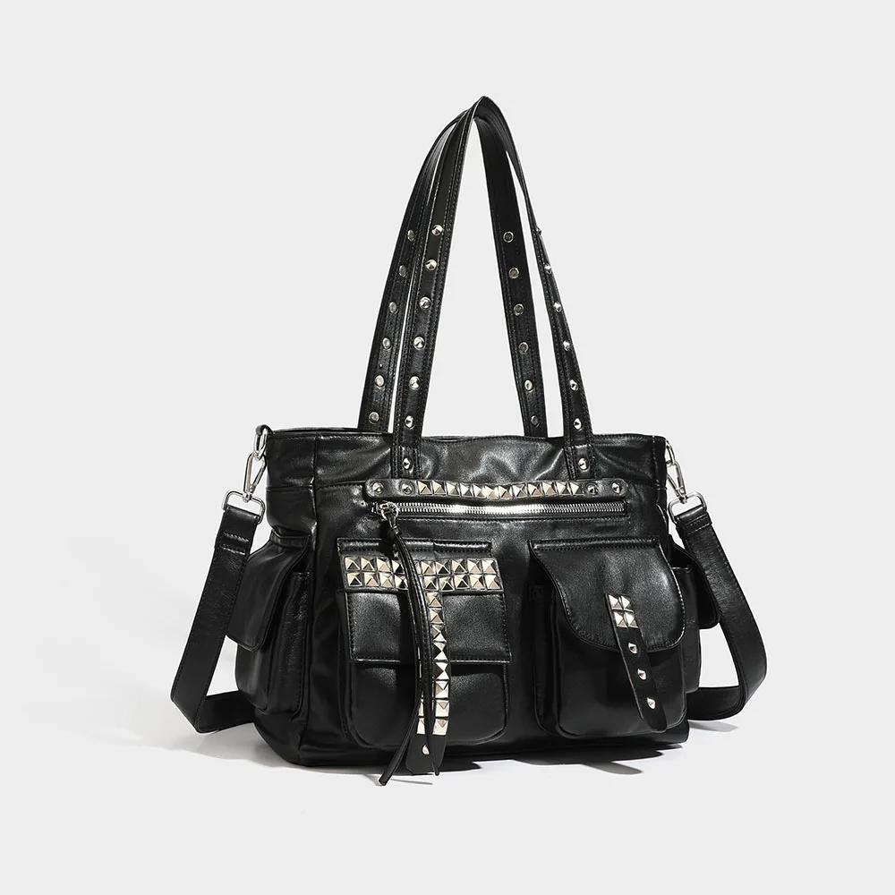 Creative Rivet Handheld Bag Fashion Womans Travel Shoulder Bags Vintage Large Capacity Shoulder Bag Elegant Underarm Bags