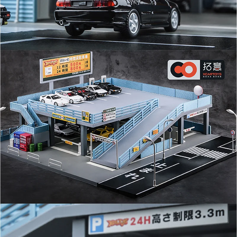 

Tuoyi 1/64 Miniature Model Japanese Toy Scene Japanese Street View Double layer Parking Lot Model Toy Gift Box