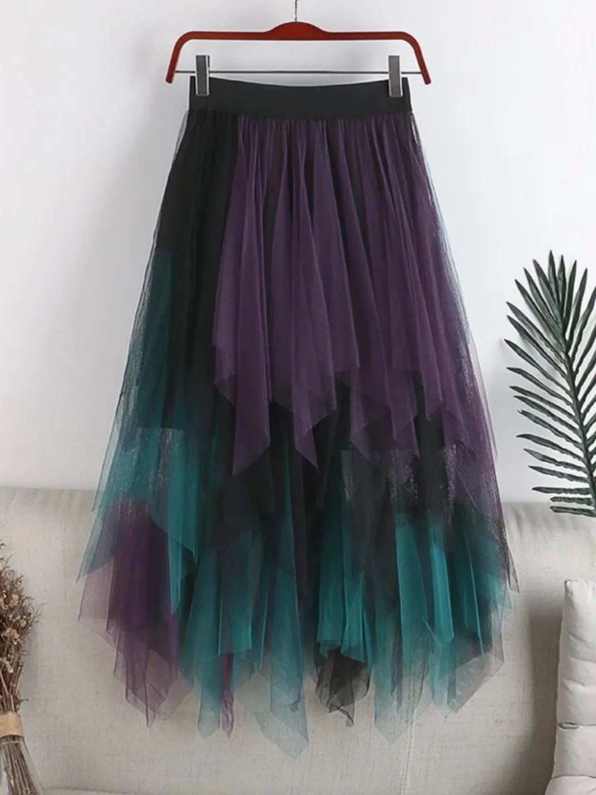 

Color Blo Irregular Elastic Waist Skirt Street Sle Midi Skirt mid Waist Other Material Chiffon Other Pattern Summer Colle...