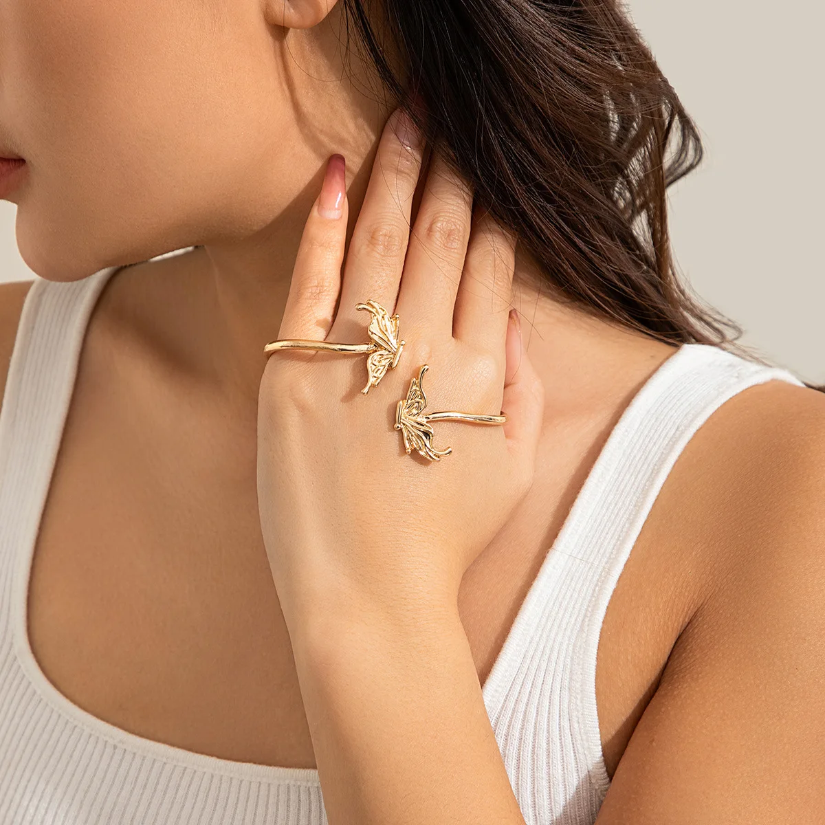 Designer Metal Cross Opening Butterfly Wings Bracelet