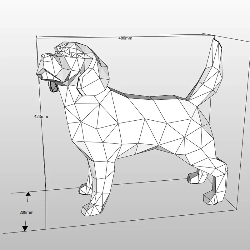 Modello di carta 3D fatto a mano 42cm Beagle cane fai da te Papercraft decorazioni per la casa scrivania decorazione puzzle educativi fai da te giocattoli per bambini regalo 1817