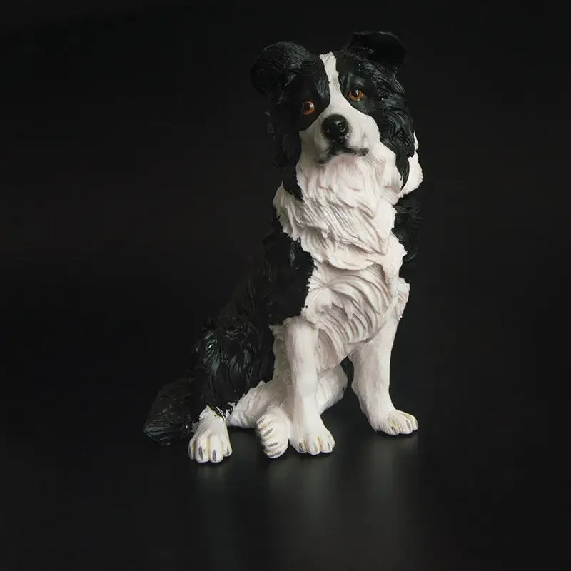 Figurine Sculpture Realistic Border Collie Dog Model Plastic Simulation Animal Kids Cognition Toy Home Desktop Decor Birthday