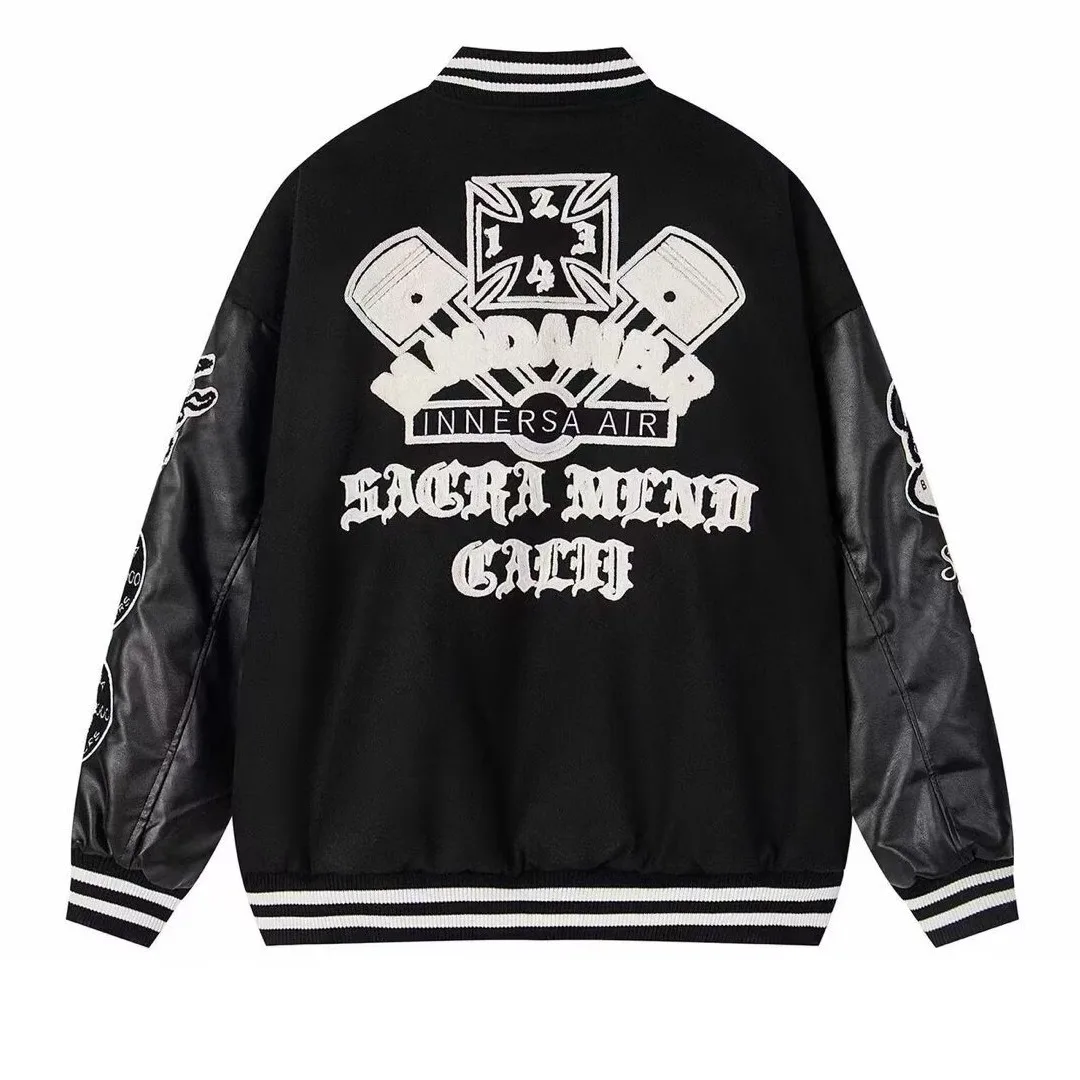 الرجعية الشارع الشهير شبح التطريز البيسبول Jaet الهيب هوب الرجال النساء ربيع الخريف ملابس خارجية زوجين منفذها معطف