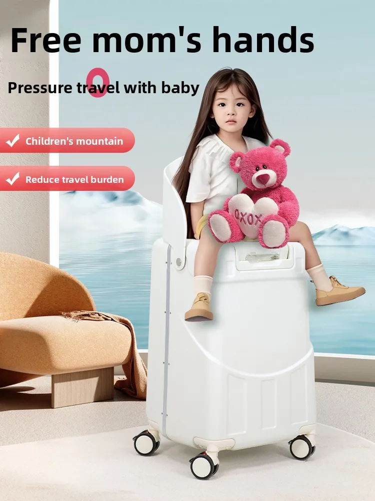 

New Mom Travel Suitcase Children Can Sit on Baby Carrier Little Kid Pull Box for Men And Women 22 Inch Travel Bag