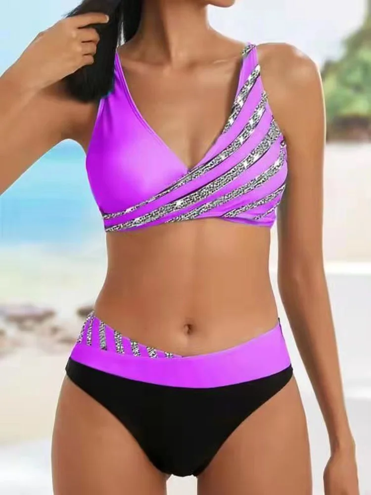 Jucleo-Conjunto de Bikini con ondas para mujer, traje de baño femenino de talla grande 5XL, Tankini dividido, traje de baño de 2 piezas, 2023