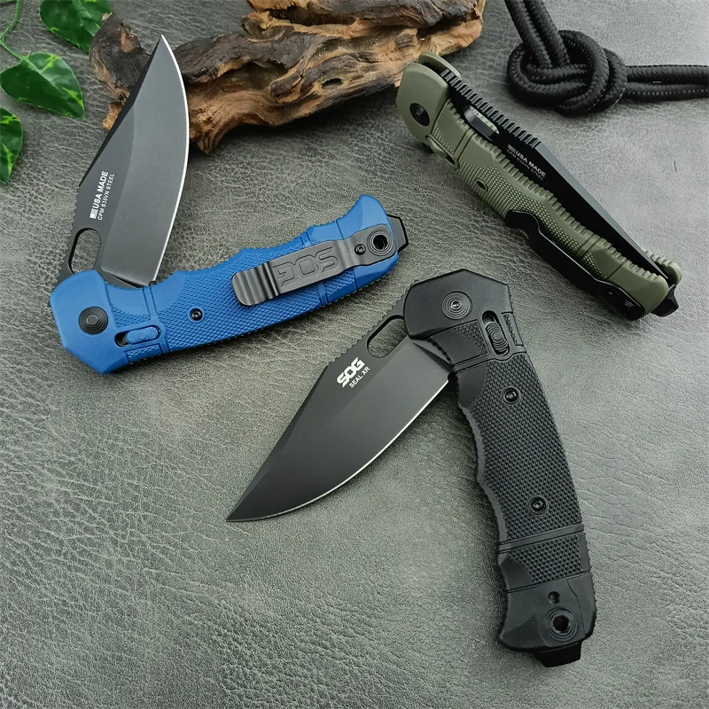 New 3-color nylon fiber folding knife, Outdoor Tactical Hunting self-defense Rescue Pocket EDC Tool, men\'s gift