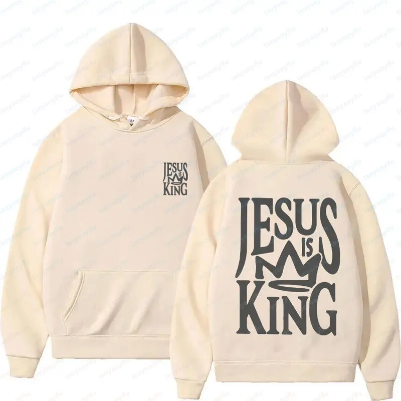 

High Quality Hoody Jesus Is King Shirt Vintage Christian Faith Graphic Unisex Streetwear Sweatshirt Women's Pullover Hoodies