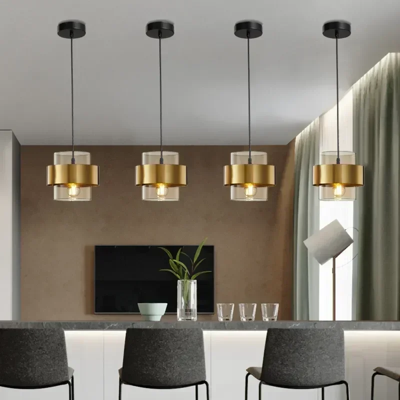 Nordic Postmodern Minimalist Creative Personality Pendant Lights Luxury Golden Aisle Restaurant Bedroom Bedside Small Chandelier