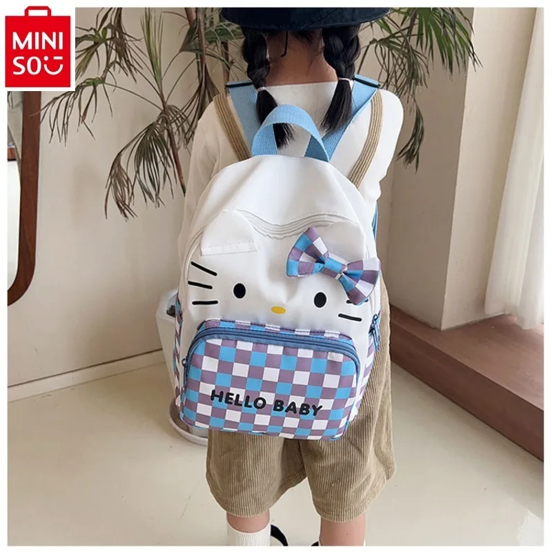 

MINISO Academy style Hello Kitty student backpack cute cartoon leather simple and sweet children's backpack