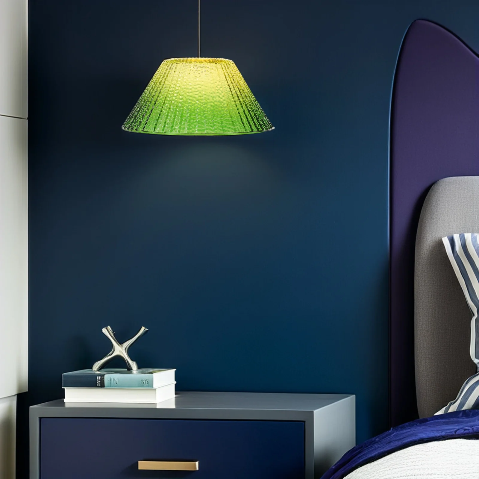 

Pleated Gradient Green Lamp Shade 35Mm E27 Compatible Vintage Style Cover for Living Room Bedroom Lighting Upgrade