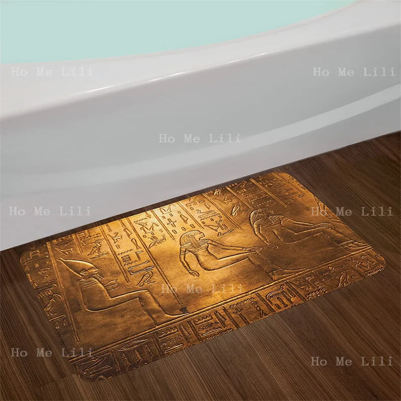 Egyptian Print Flannel Floor Rugs Egypt Hieroglyphics Old Logographic Details Alphabetic Three Characters Mysterious Carpet