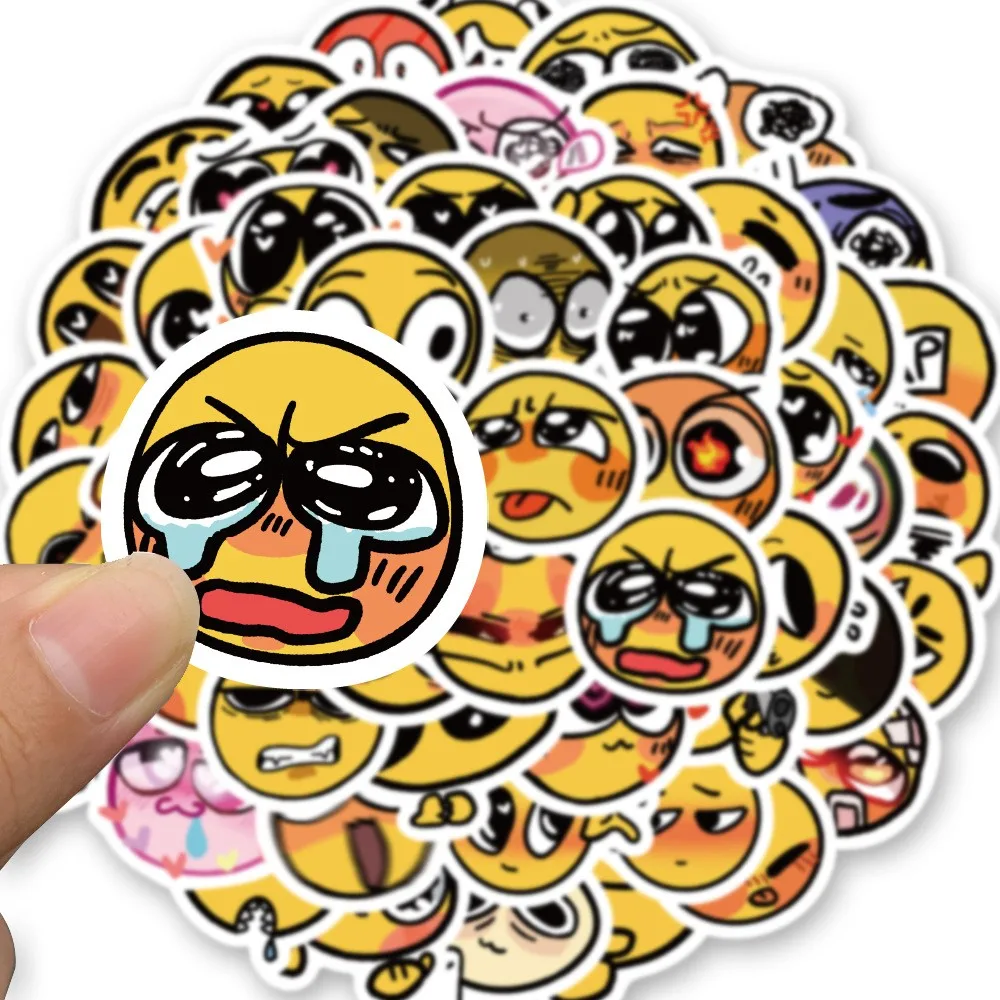 50Pcs Cute Smiling Faces Cartoon Funny Sticker Kawaii Creative Waterproof Decal for Laptop Luggage DIY Child Phone Stationery