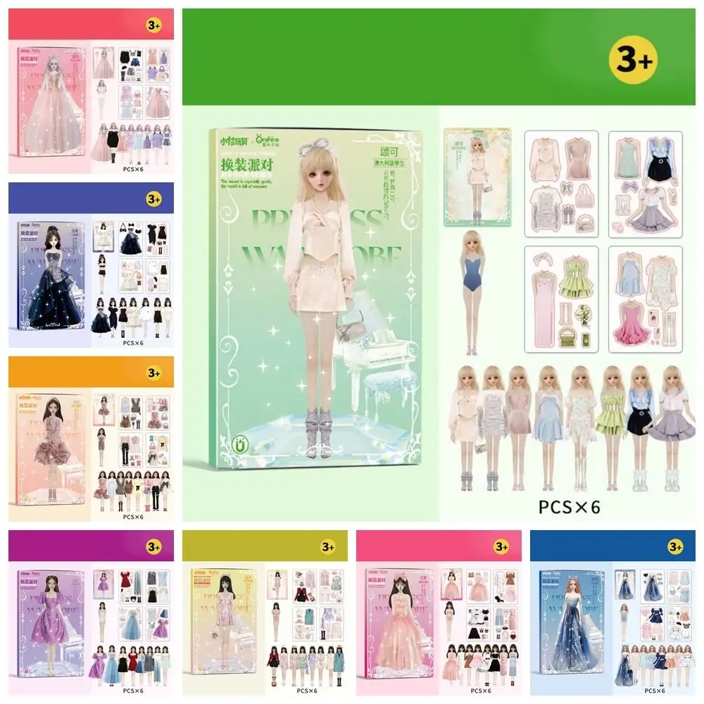 

No Cutting Paper Doll House Girl Play Repeatedly Handmade Paper Doll Quiet Book Manual Sticker Handbook DIY Cute Princess Book