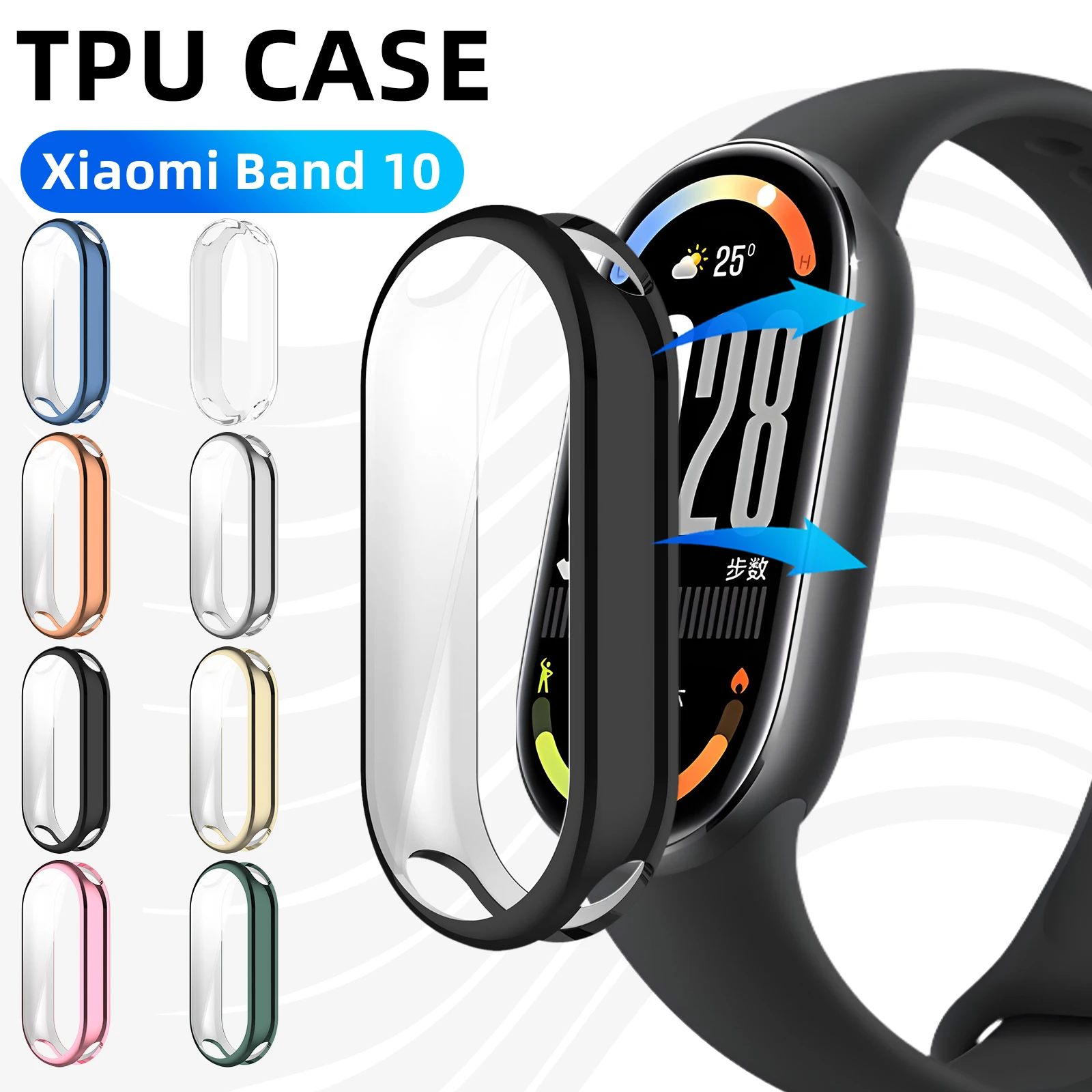 

Case for Xiaomi Mi Band 10 Screen Protector Case Soft TPU All-Around Protective Bumper Cover for Mi Band10 Accessories