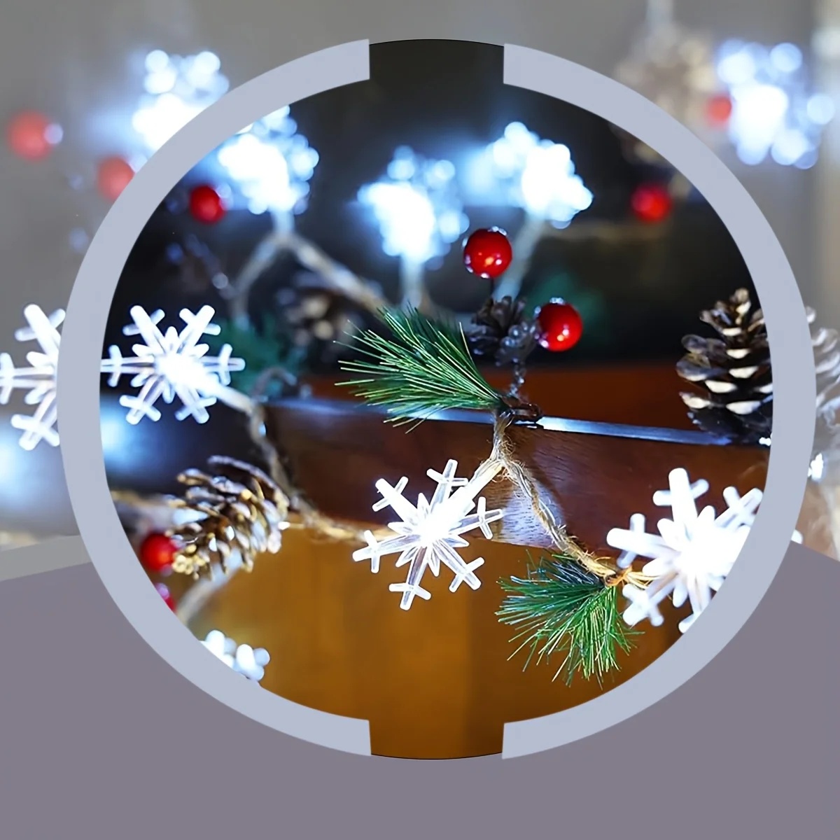 LED Christmas Snowflake String Lights - Battery Operated(No Batteries) 3 Colors(Warm/White/Color) for Home Party