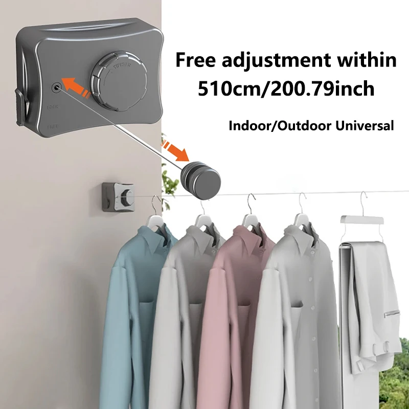

Invisible Clothesline Indoor No-Drill Balcony Invisible Retractable Clothes Drying Rack Bathroom Clothes Hanger Steel Wire Rope