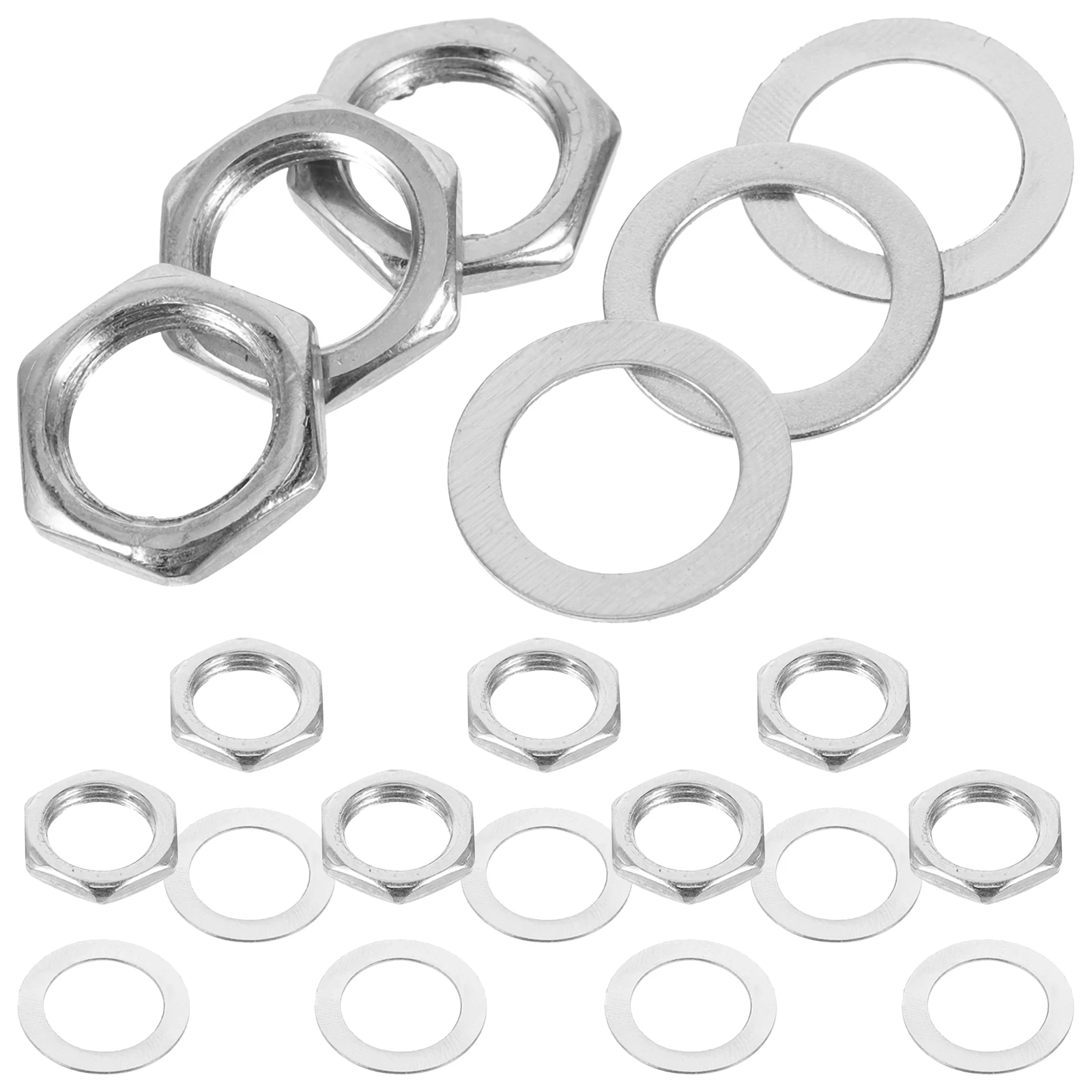 

10 set 10 Sets 6 35mm Guitar Nut Washers Nuts Silver Alloy Replacement Parts Electric Guitars Bass Accessories Durable