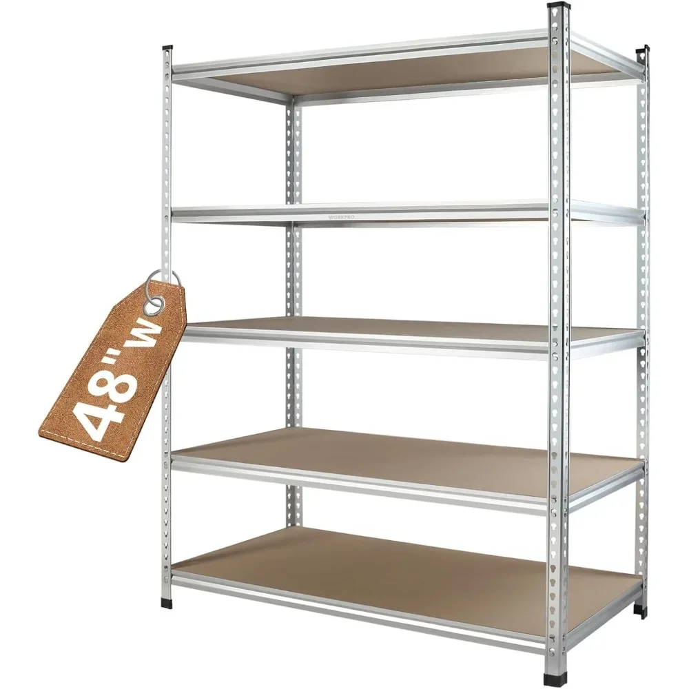 5Tier Storage Shelving Unit, 48”W x 24”D x 72”H, Adjustable Storage Rack Heavy Duty Aluminum Alloy Shelf, 2750 lbs Load Capacity