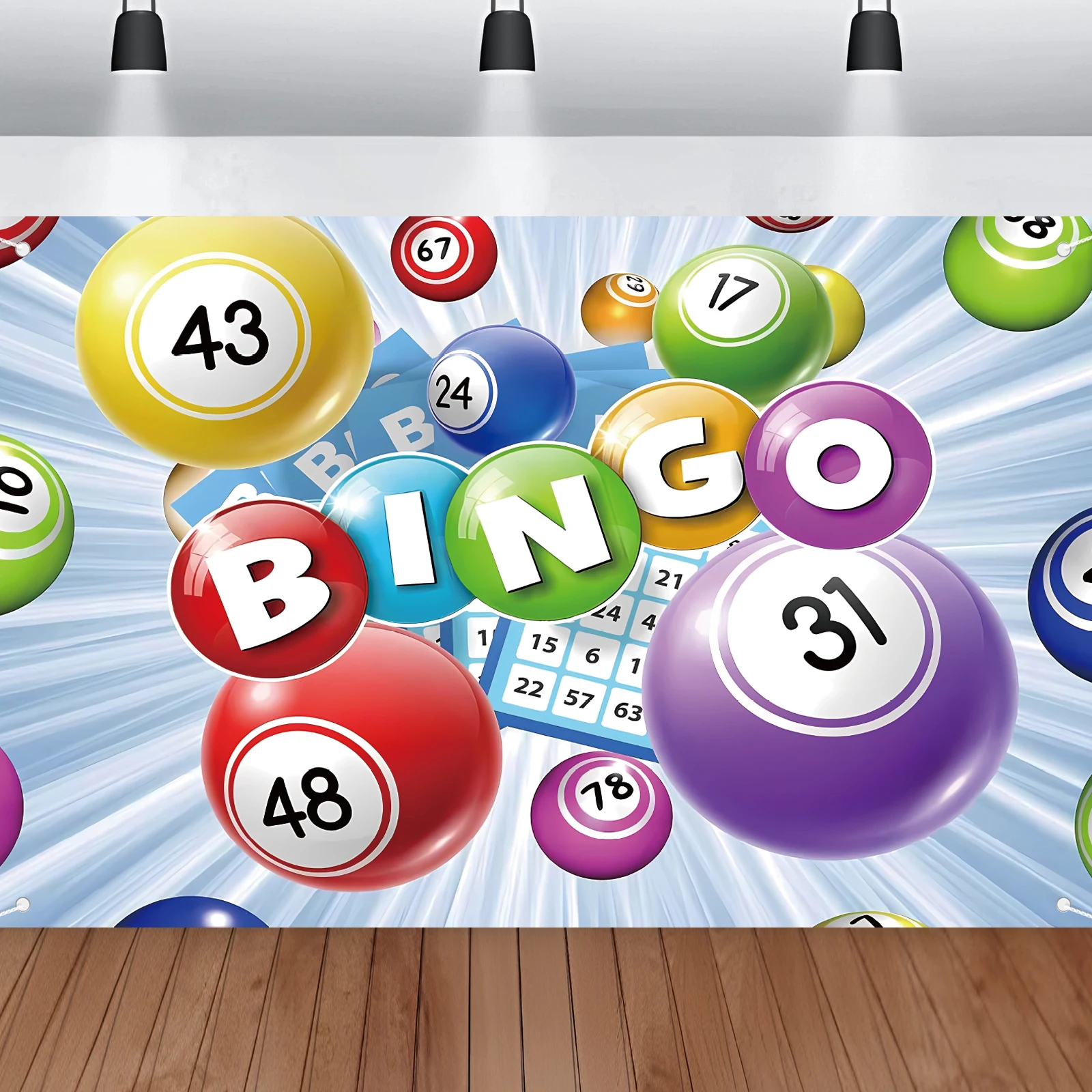 

Bingo Backdrop,Bingo Party banner Lottery Winning Ball Game Time Cards Photography Background Party Supplies