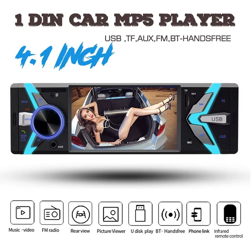 

USB TF FM MP4 MP5 FM Player 2 video output support Rearview Camera Bluetooth Hand-Free remote control 4 inch Auto car radio