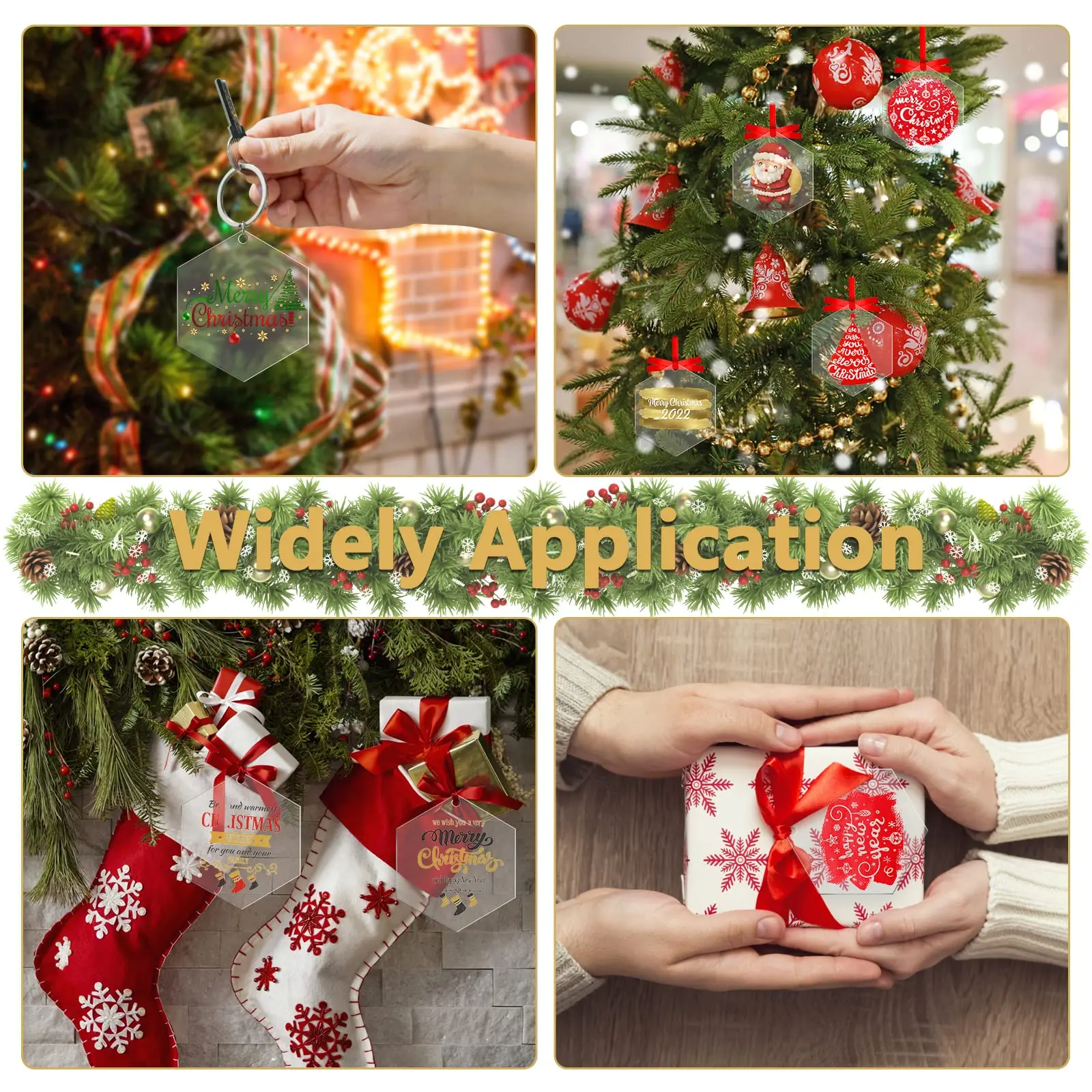 زينات فارغة من الأكريليك السداسي الشفاف ، زينات ذاتية الصنع فارغة لعيد الميلاد ، 3 "، 50" #5