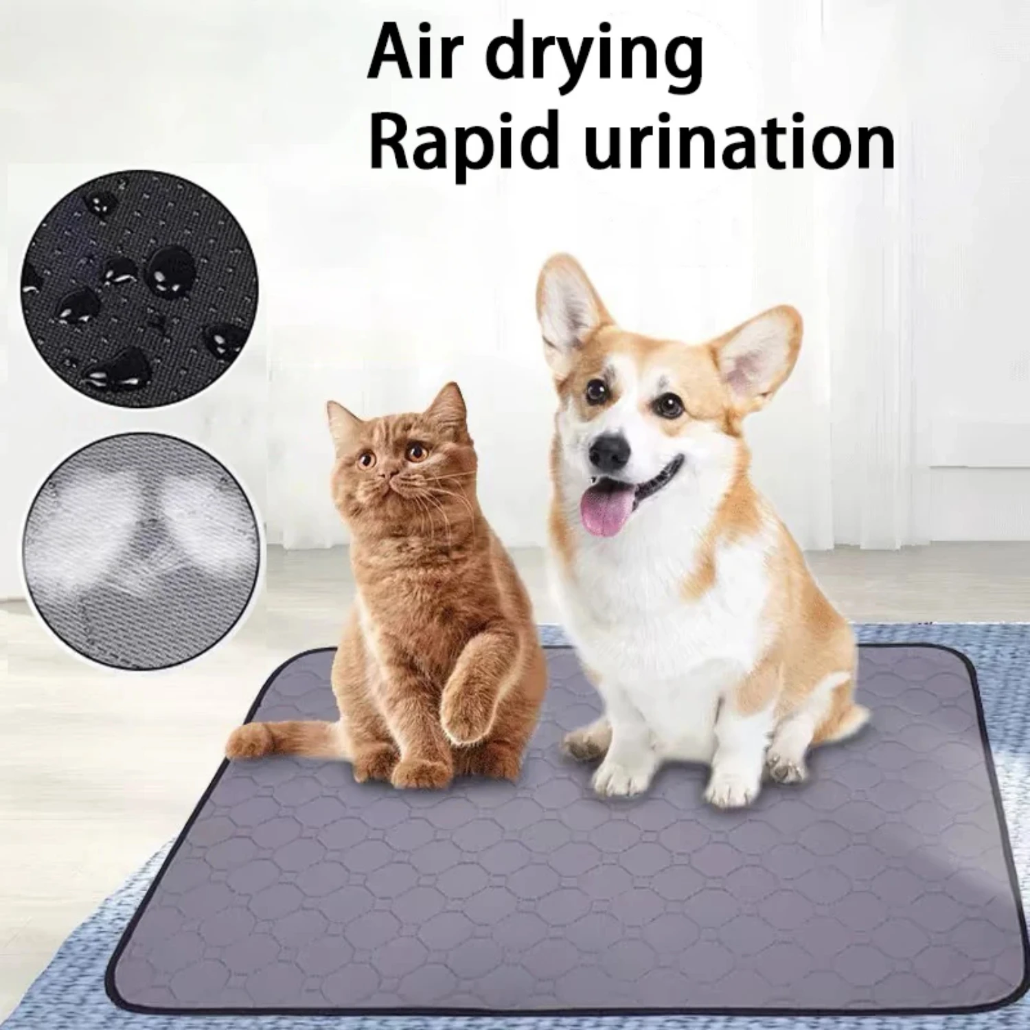 Dog Urine Pad Absorbent Pet Pee Mat Reusable Blanket Washable Puppy Cat Training Pad Non-slip Easy To Dry Cat Dog Bed Pee Mat