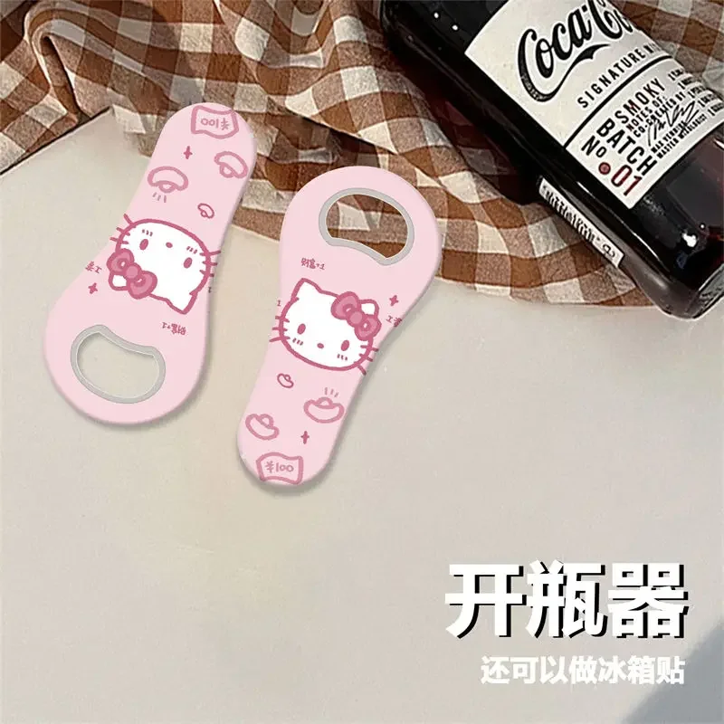 Sanrio Hello Kitty Pink Bottle Opener Fridge Magnet Cute Kawaii Soda Beer Bottle Opener Cartoon Creative Magnetic Portable Gift