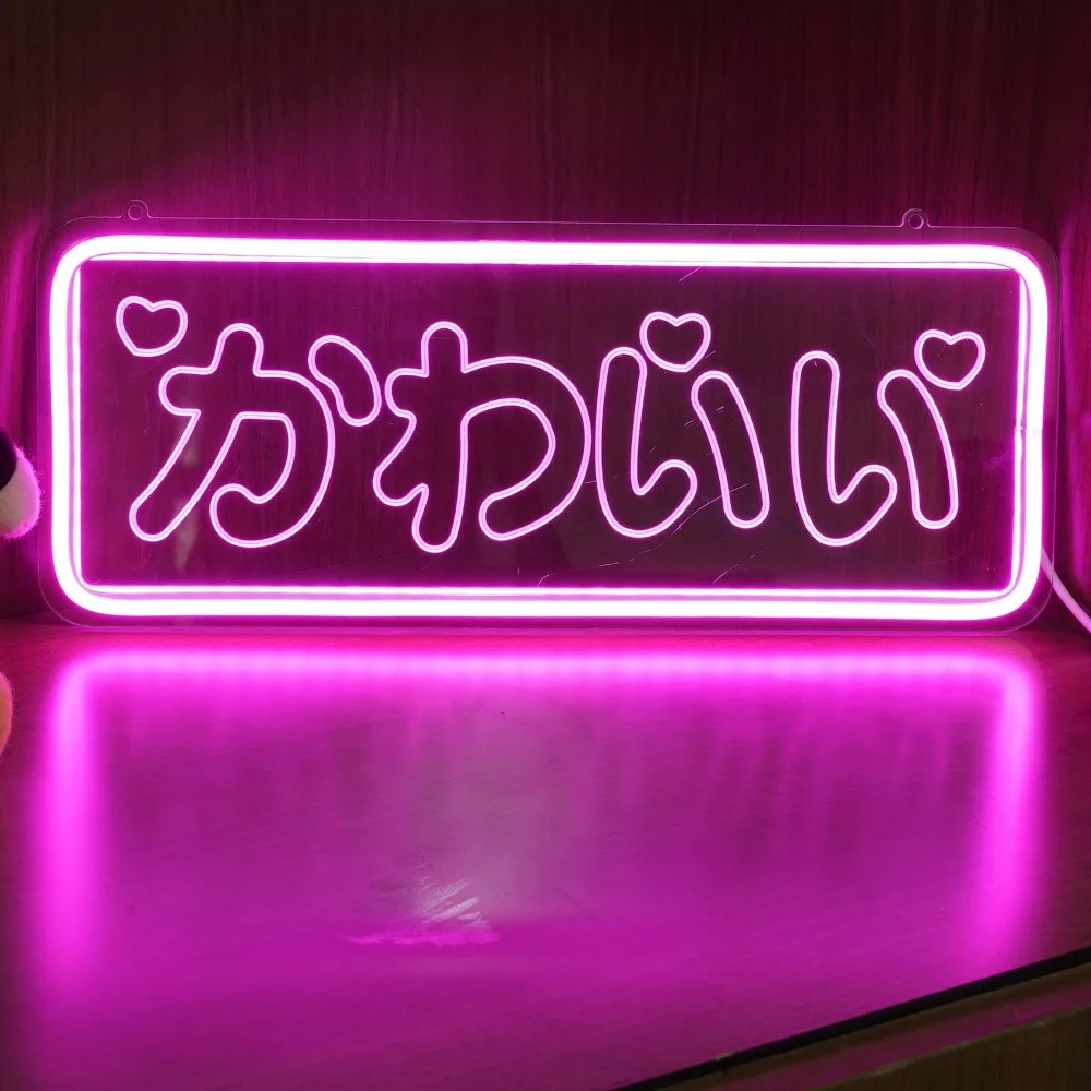 Kawaii Neon Bord Sculptuur Custom-Kleermaker Usb Led Neon Bord Licht Voor Slaapkamer Decor Bar Muur Lichtgevende Letters Decoratie Item