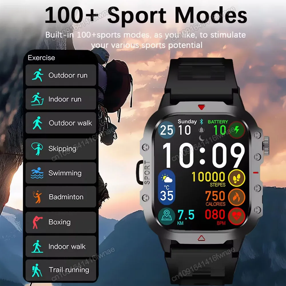 Esportes ao ar livre relógio inteligente 2.01 Polegada tela amoled lanterna led bluetooth falando relógio inteligente para homens mulheres presentes de férias 2025