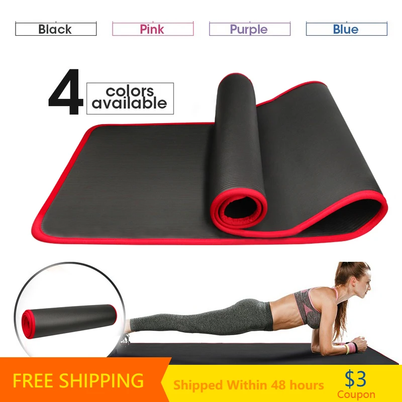 

10MM Extra Thick 183cmX61cm Yoga Mats NRB Non-slip Exercise Mat Fitness Tasteless Pilates Workout Gym Mats with Bandage