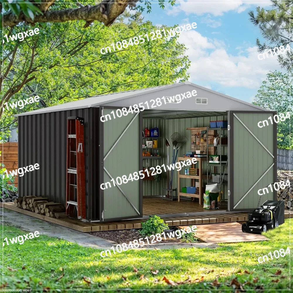 Outdoor Storage Shed 10x10 Feet, Outdoor Shed, Outdoor Warehouse Metal Galvanized Steel Courtyard, Terrace,