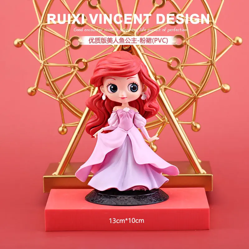 Disney Princess Figure Toy Belle Ariel Snow White Wedding Dress Cinderella Fairy Rapunzel Doll Decoration Children Birthday Gift