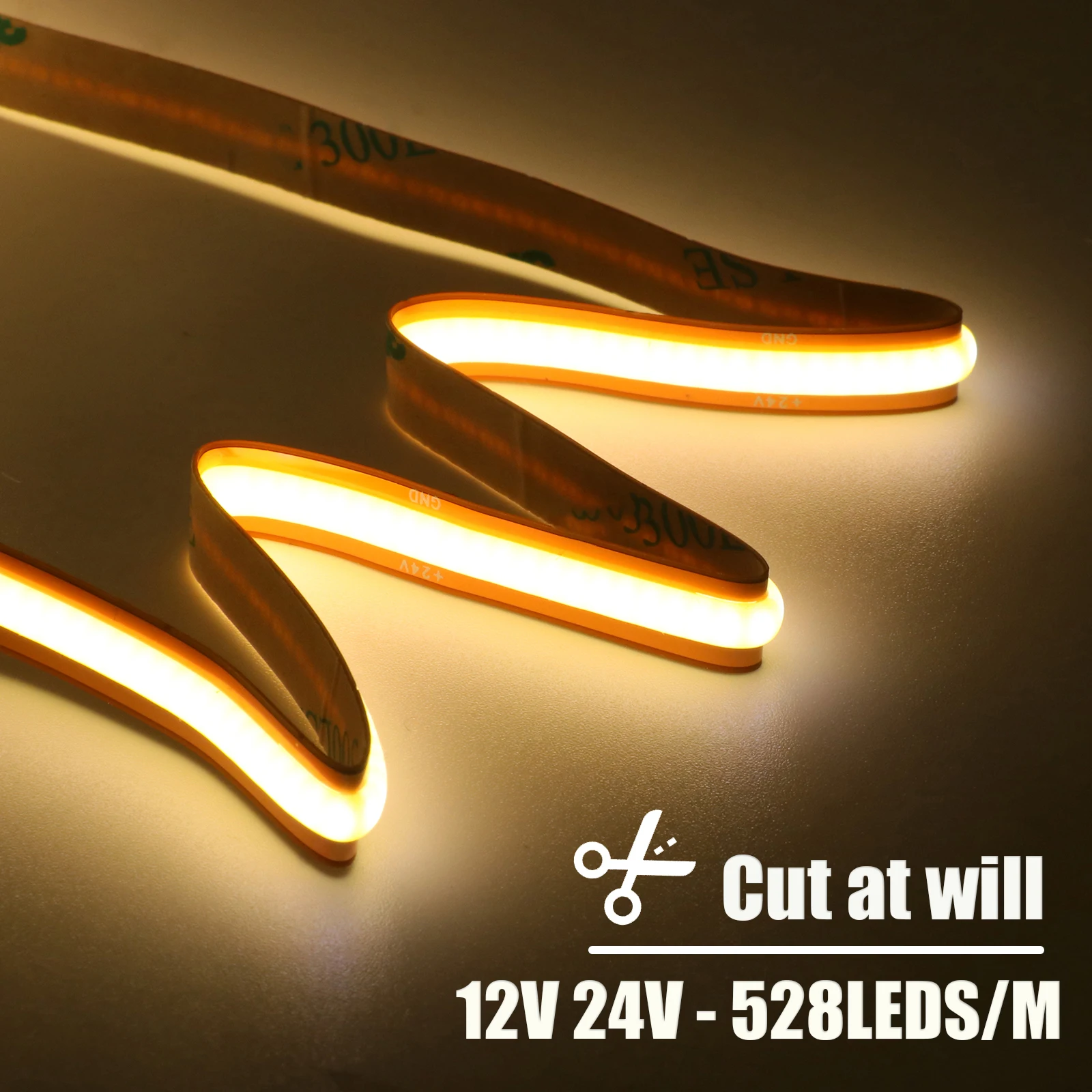 DC 12V 24V 528Leds/M LED Strip Cut At Will 0.5M 5M 10M Super Bright Home Decor Flexible Ribbon Self Adhesive Strip Light