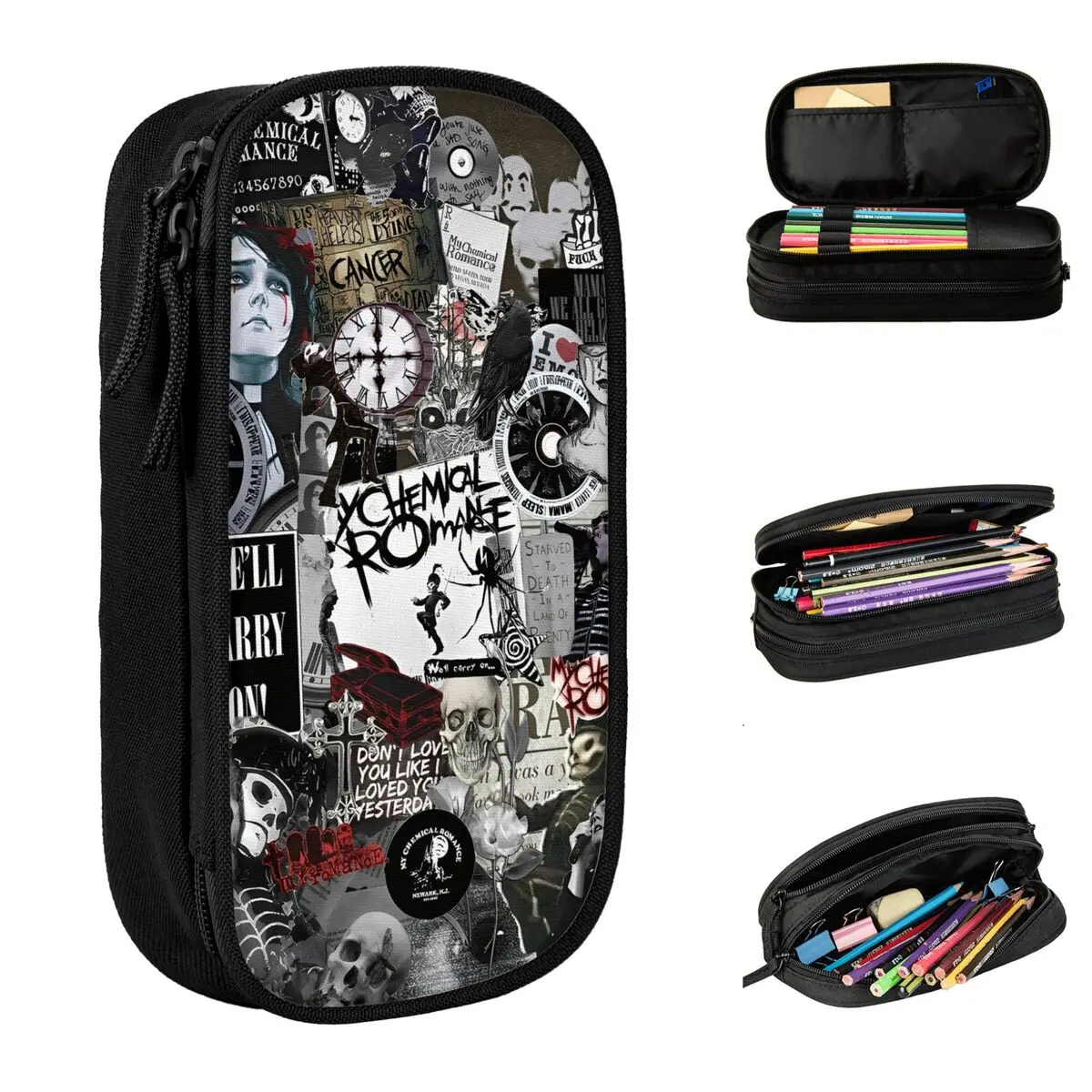 

My Chemical Romance Band Pencil Case College Pen Box Girls Boys Canvas Aesthetic School Pencil Cases Custom Stationery