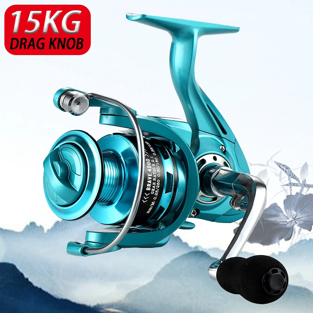 Spinning Fishing Reel Blue 1000-7000 Series Ultralight Max Drag 15kg Surfcasting Reels Saltwater Jigging Metal Spool for Peche