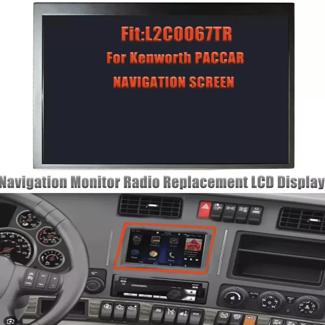Replacement 12412AA Display for 2013 14 15 16 17 18 19 2020 Kenworth T880 T680 PACCAR Radio Navigation OEM