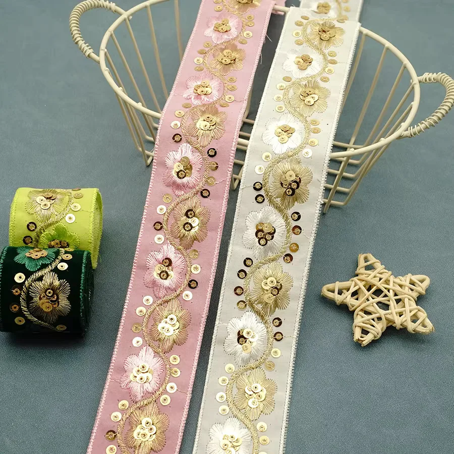 

5yards Vintage sequin embroidery Lace Trim Clothing collars,cuffs accessories,handmade decorative lace Ribbon