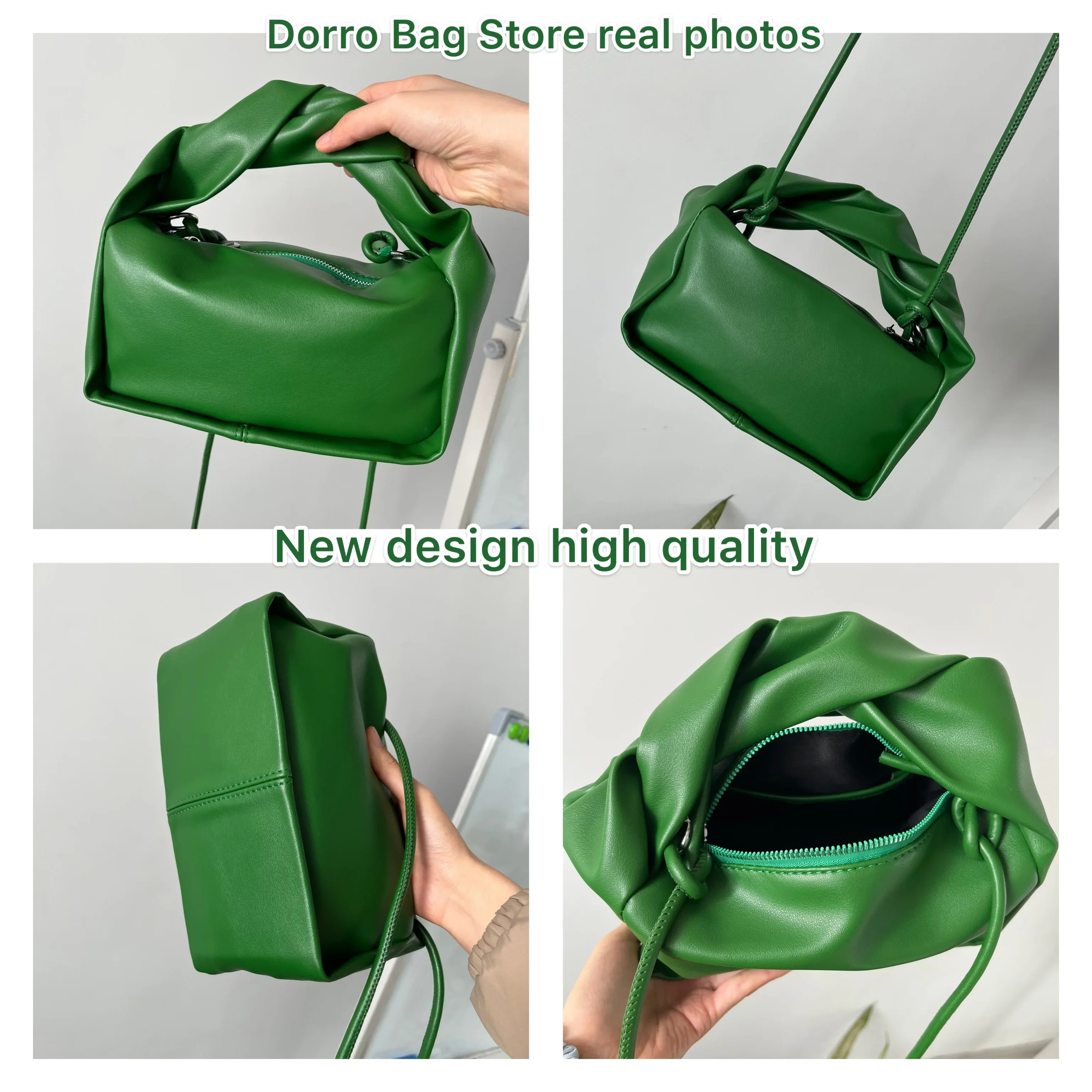 Borse a tracolla con manico pieghevole da donna di design alla moda Borse da donna con pochette in pelle PU Borsa a tracolla verde femminile