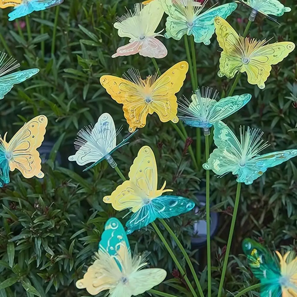 Solar Powered Garden Decoration Solar Butterfly Lawn Light Fiber Optic Garden Decoration Waterproof Solar Powered Outdoor