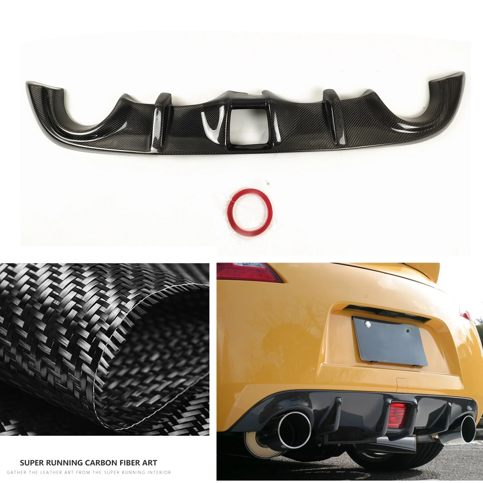 

Rear Bumper Diffuser Lip For Nissan 370Z Z34 2009-2020 Real Carbon Fiber Car Body Kit Boot Exhaust Guard Spoiler Plate Splitter