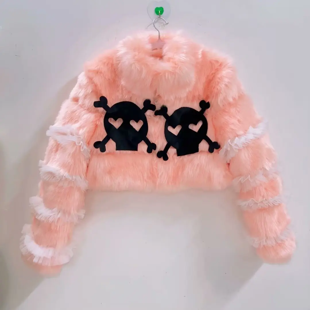 เสื้อโค้ทขนสั้นสีชมพูสไตล์เจ้าหญิงแบบดั้งเดิม ปักลาย Y2K น่ารักหวานแหวว สไตล์โกธิค อุ่นสบาย